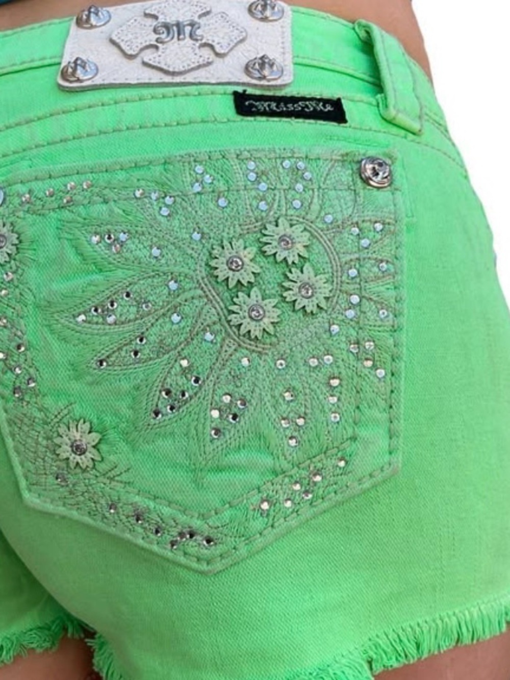 Miss Me Women Neon Green Shorts Size 31 JP5721H3 Frayed